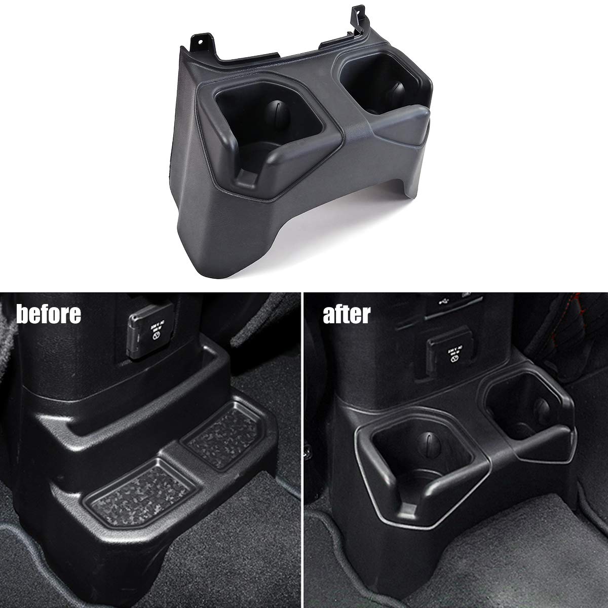 Cheap for Jeep Wrangler JL 2018 2019 Gladiator JT 2020 Console Mounted Drink  Holder Rear Drain Water Cup Holders Car Interior