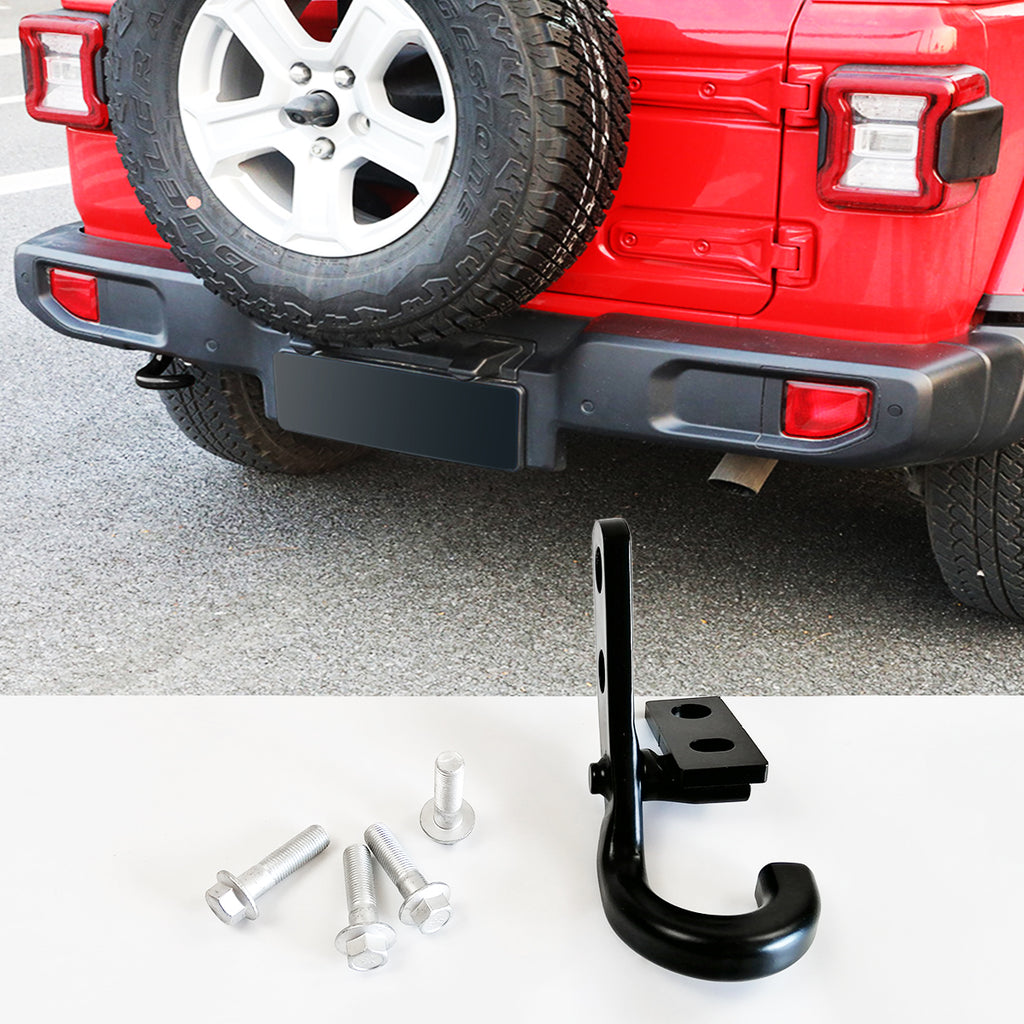 Tow Hook Kit Left Trailer Hitch Receiver for 2018-2023 Jeep Wrangler JL JLU  Towing Accessories, Red